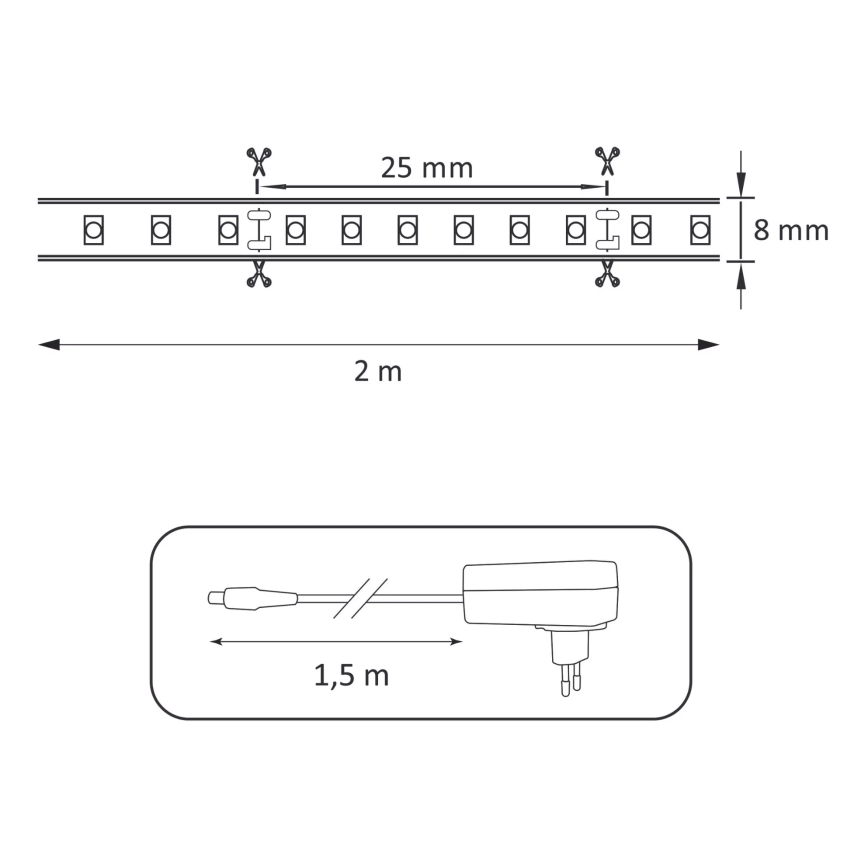 Cinta LED 2m LED/18W/12V IP65 4000K