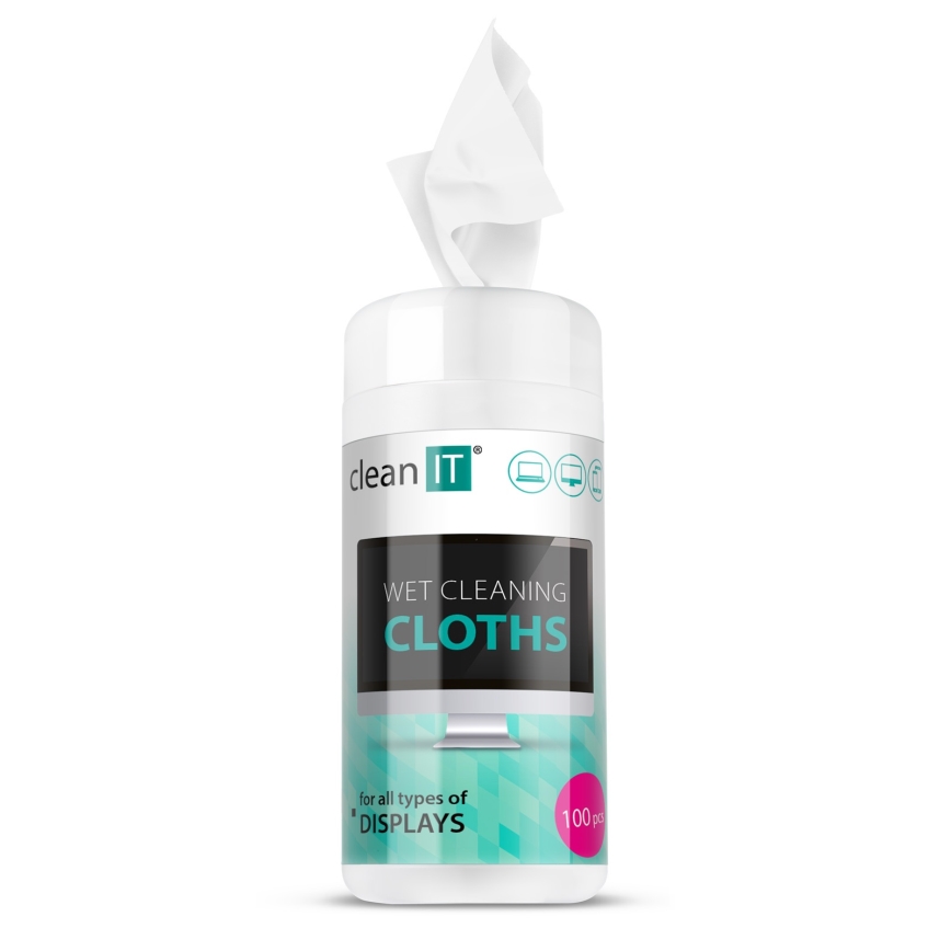 CLEAN IT CL-141 - Toallitas húmedas para limpieza de pantallas 100 pz