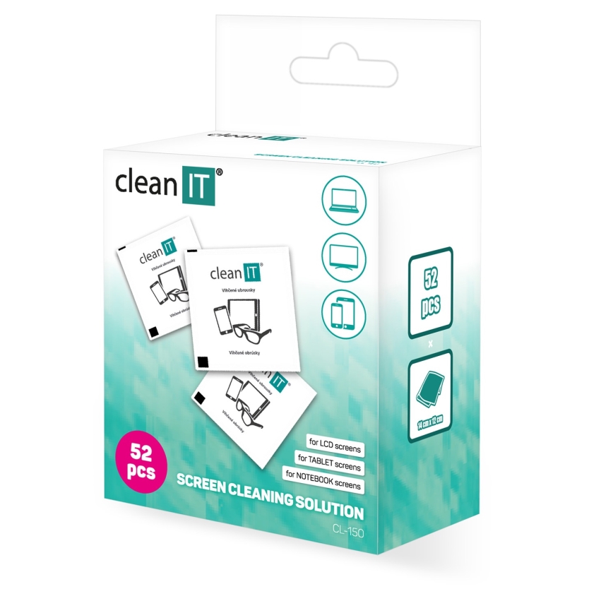 CLEAN IT CL-150 - Toallitas húmedas individuales para limpieza 52 pz