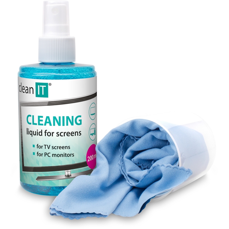 CLEAN IT CL-180 - Solución de limpieza para pantallas con paño 200 mm