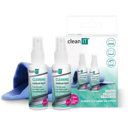 CLEAN IT CL-182 - Solución de limpieza para pantallas con paño 2x 30 mm