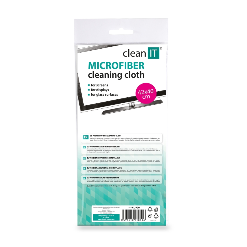 CLEAN IT CL-700 - Paño de limpieza de microfibra 40x42 cm azul