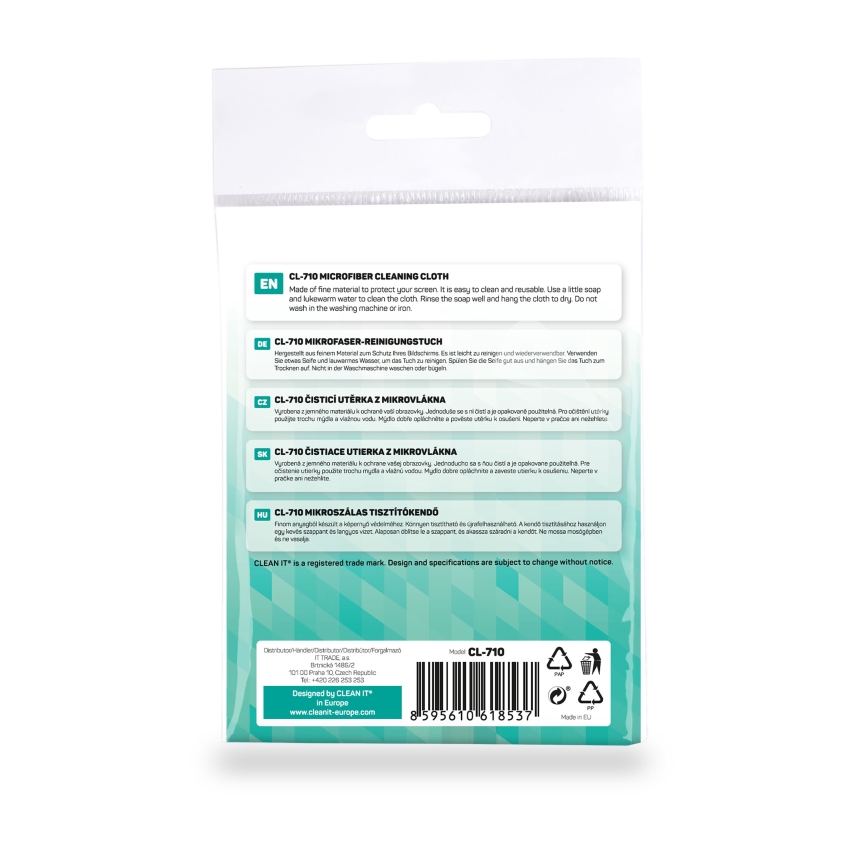 CLEAN IT CL-710 - Paño de limpieza de microfibra 19x19 cm azul