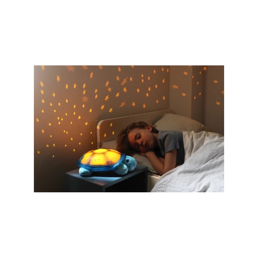 Cloud B - Lámpara de noche infantil con proyector 3xAA tortuga azul