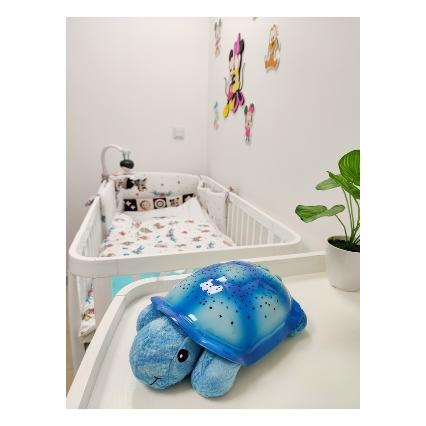 Cloud B - Lámpara de noche infantil con proyector 3xAA tortuga azul