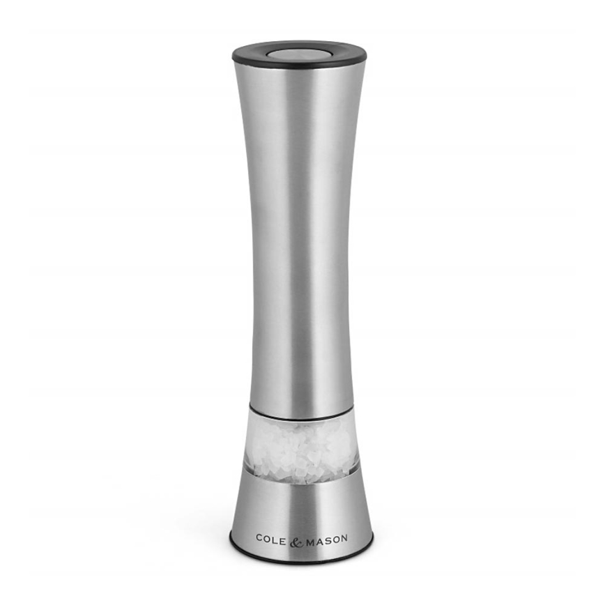 Cole&Mason - Eléctrico salt or pepper grinder BURFORD 4xAAA 18 cm cromo mate