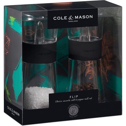 Cole&Mason - Juego de molinillos de sal y pimienta FLIP 2 piezas 15,4 cm negro