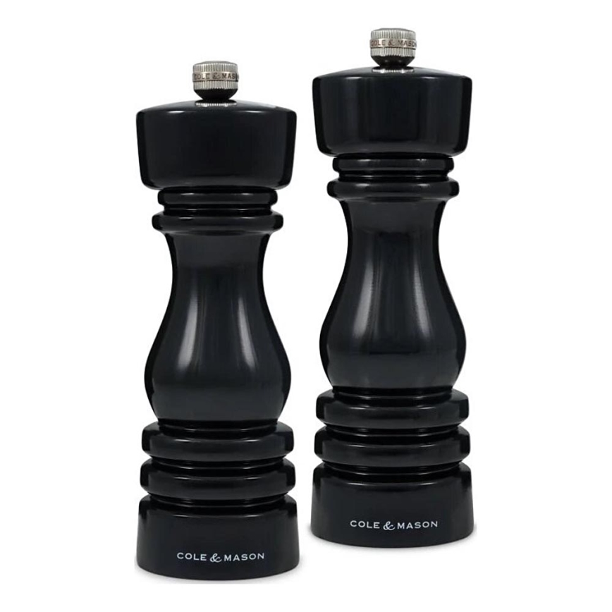 Cole&Mason - Juego de molinillos de sal y pimienta LONDON 2 pz 18 cm haya/negro