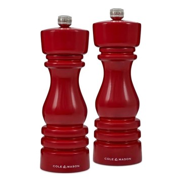 Cole&Mason - Juego de molinillos de sal y pimienta LONDON 2 pz 18 cm haya/rojo