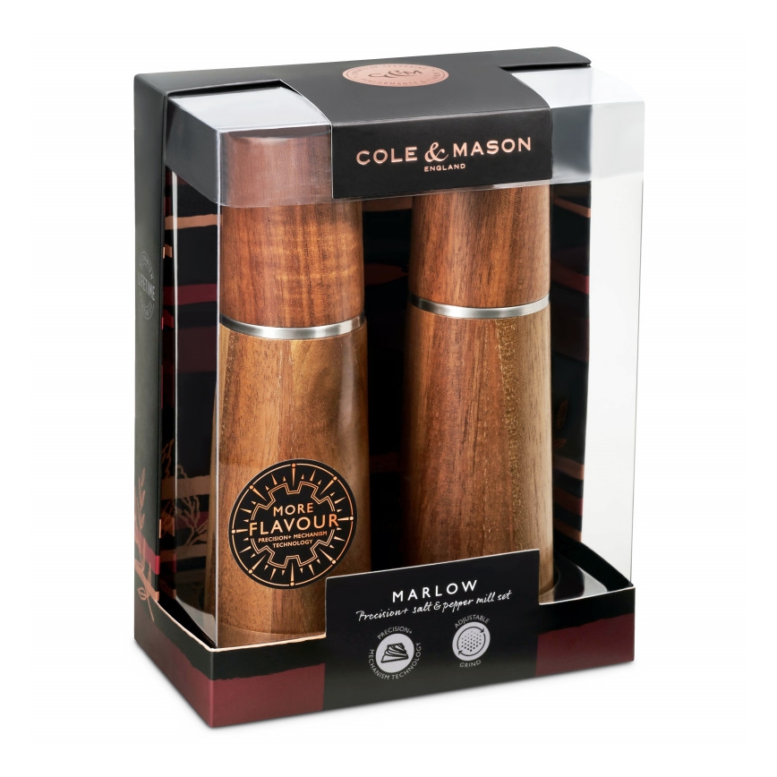 Cole&Mason - Juego de molinillos de sal y pimienta MARLOW acacia 2 pcs 18,5 cm