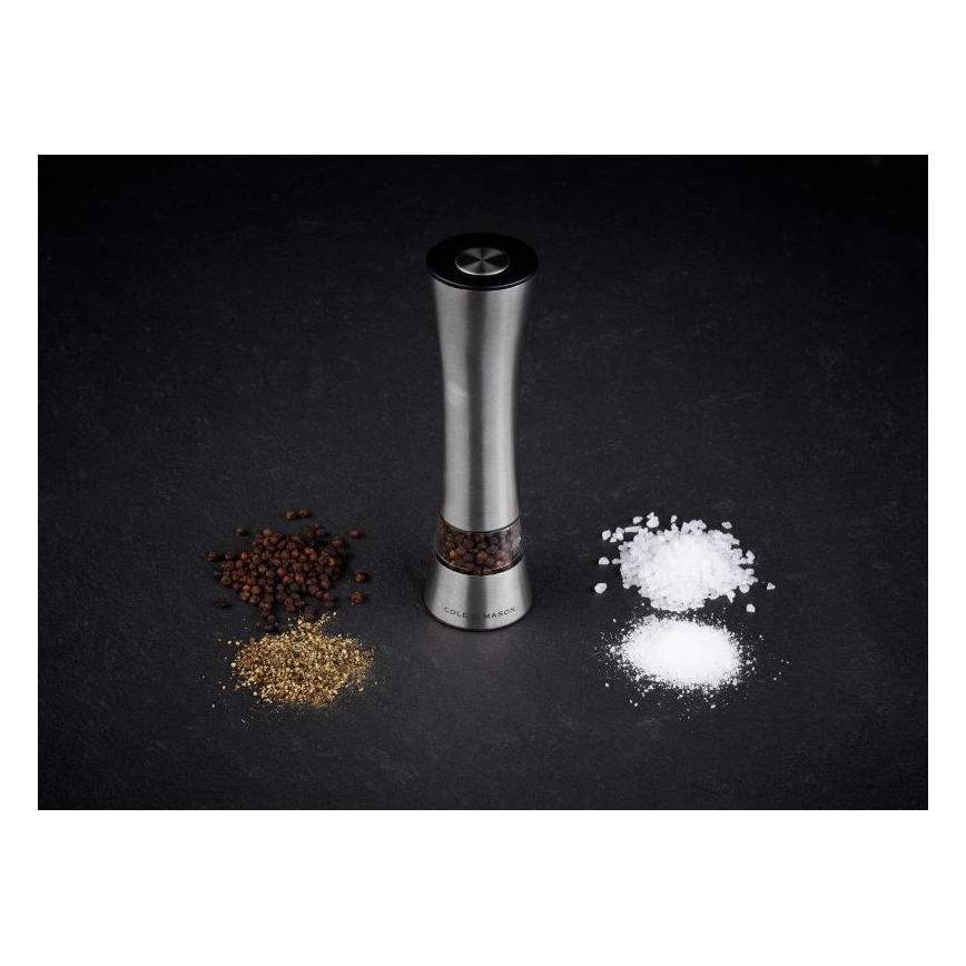 Cole&Mason - Eléctrico salt or pepper grinder BURFORD 4xAAA 18 cm cromo mate