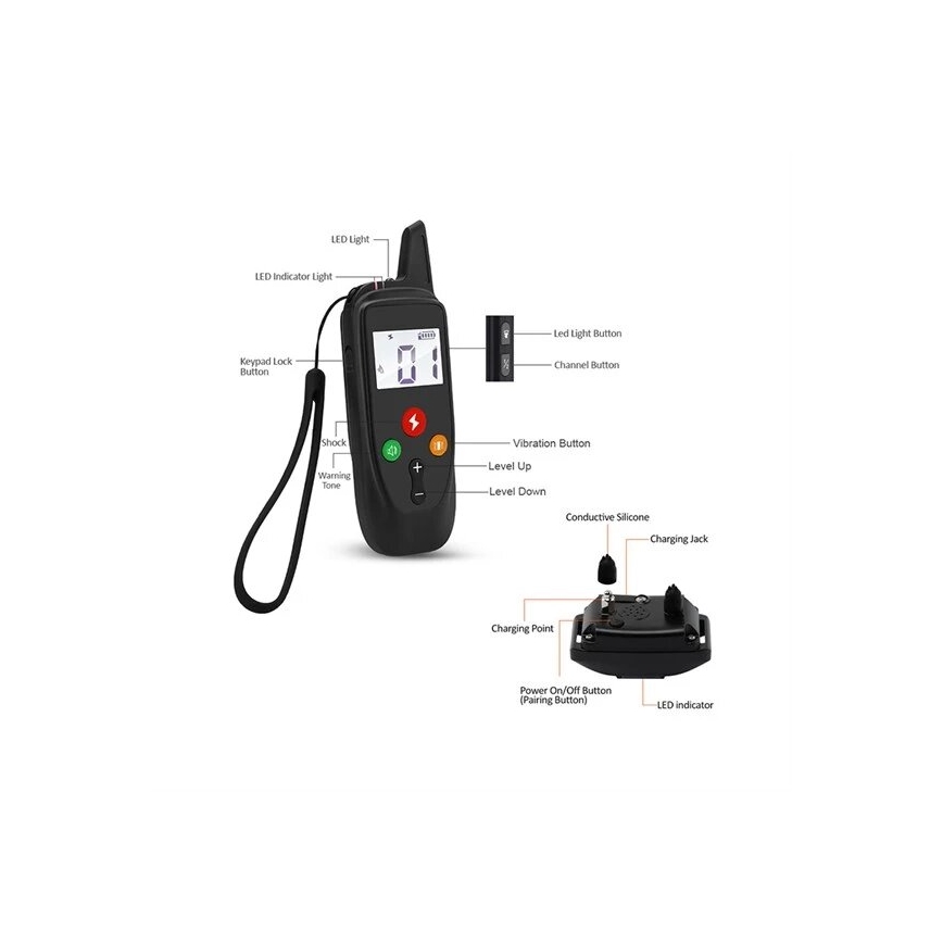 Collar de adiestramiento eléctrico para perros 52cm 500m 3,7V 300 mAh IP67