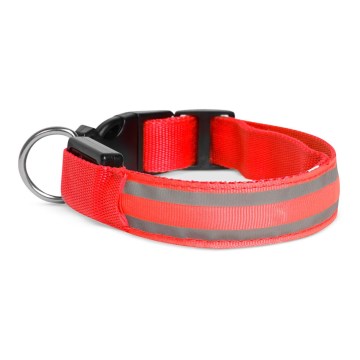 Collar recargable LED 35-43 cm 1xCR2032/5V/40 mAh rojo