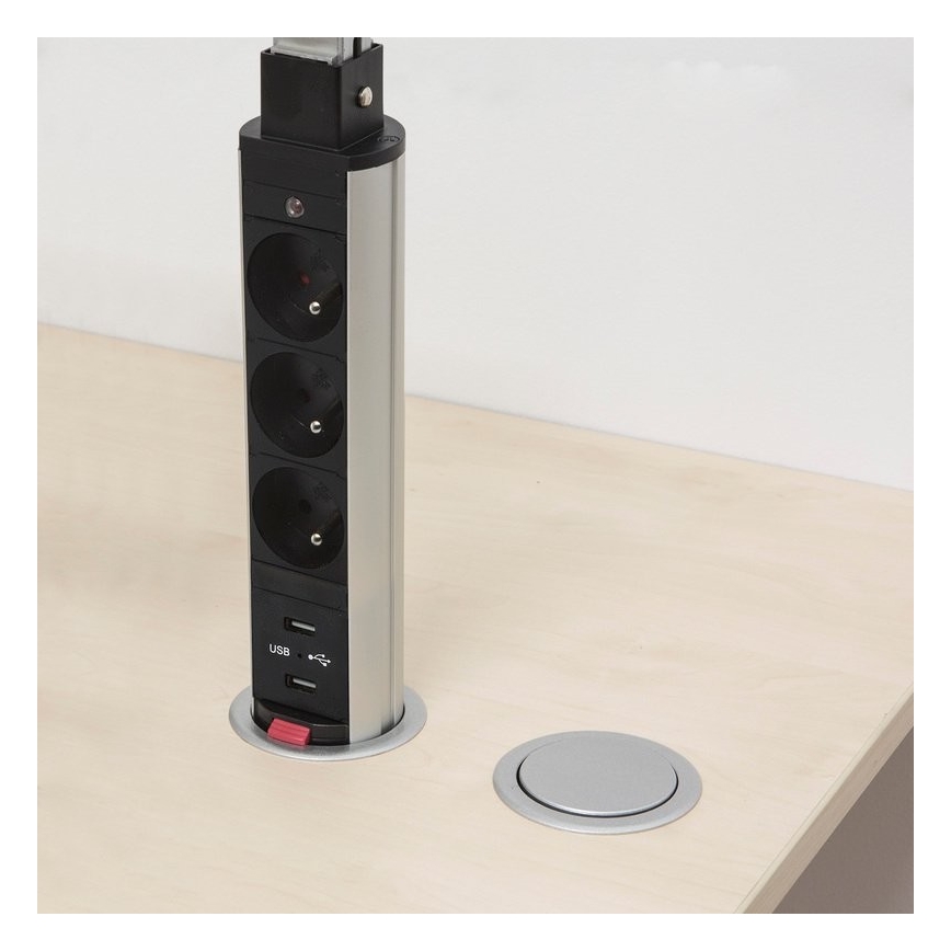 Columna conectable de toma de corriente para la mesa 2x230V + 2xUSB