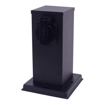 Columna de enchufe para exterior 1Z SCHUKO 230V IP44 20 cm negro