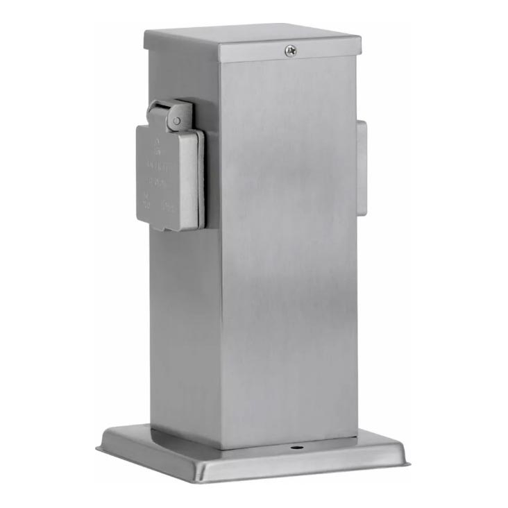 Columna de enchufe para exterior 2Z SCHUKO 230V cromo mate IP44
