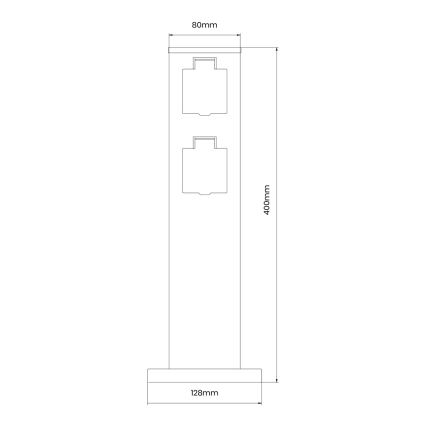 Columna de enchufe para exterior 2Z SCHUKO 230V IP44 40 cm negro
