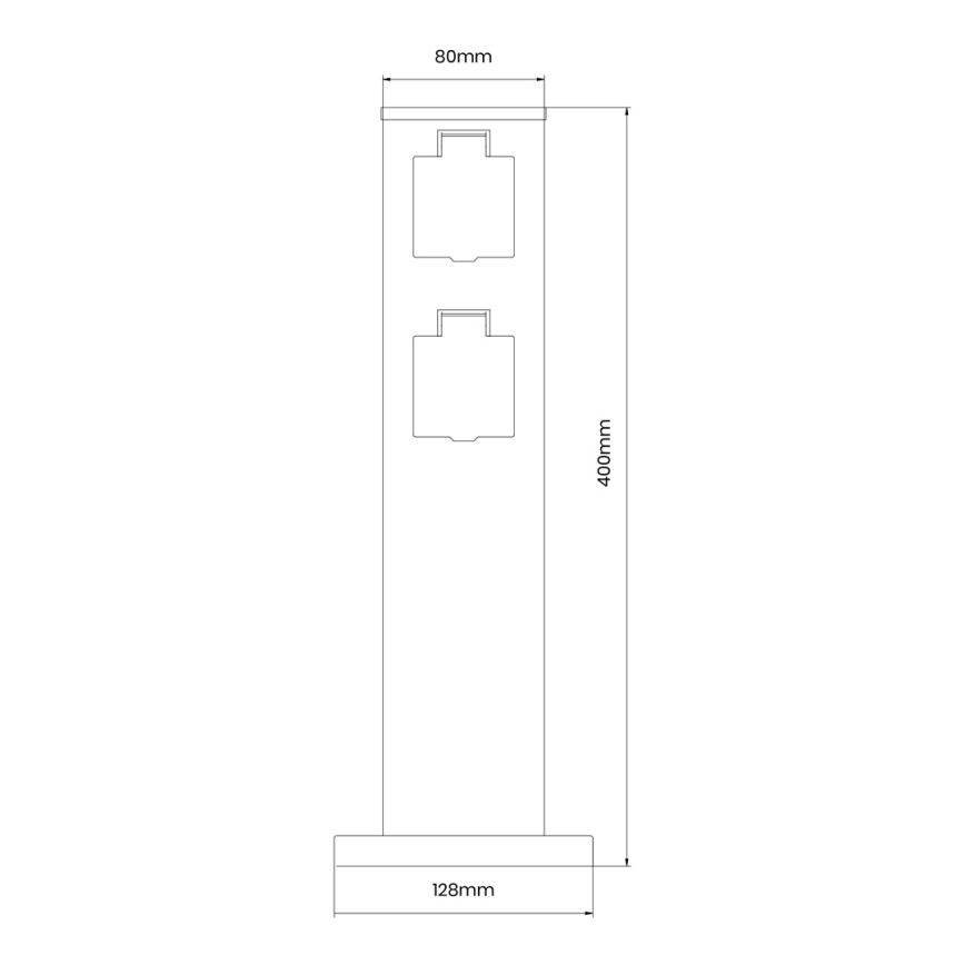 Columna de enchufe para exterior 2Z SCHUKO 230V IP44 40 cm negro