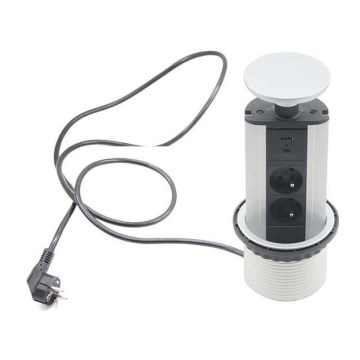 Columna de enchufe para mesa 2x230V +USB-A 3,1A +UBS-C 15,5W 230V