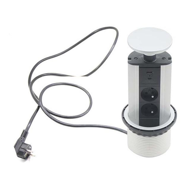 Columna de enchufe para mesa 2x230V +USB-A 3,1A +UBS-C 15,5W 230V