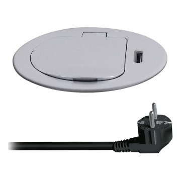 Columna de enchufes para mesa 1x230V + USB-C Power Delivery plata/negro