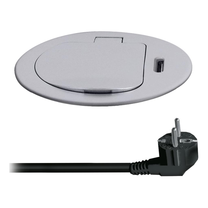 Columna de enchufes para mesa 1x230V + USB-C Power Delivery plata/negro