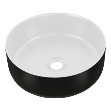 COMAD UM-6259 SIMPLE 8. - Lavabo sobre encimera SIMPLE diá. 36 cm cerámica/blanco mate/negro mate