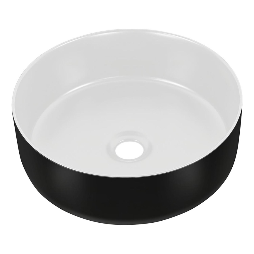 COMAD UM-6259 SIMPLE 8. - Lavabo sobre encimera SIMPLE diá. 36 cm cerámica/blanco mate/negro mate