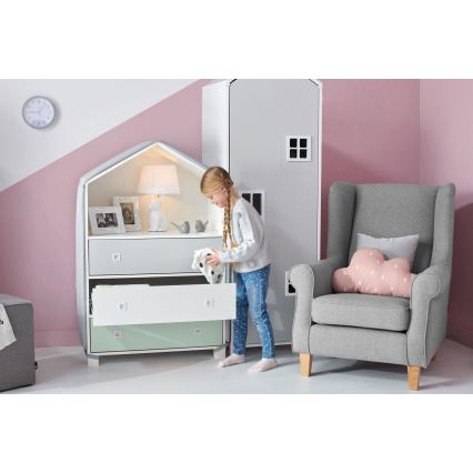 Cómoda infantil MIRUM 126x80 cm blanco/gris/verde