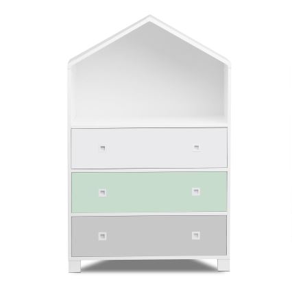 Cómoda infantil MIRUM 126x80 cm blanco/gris/verde