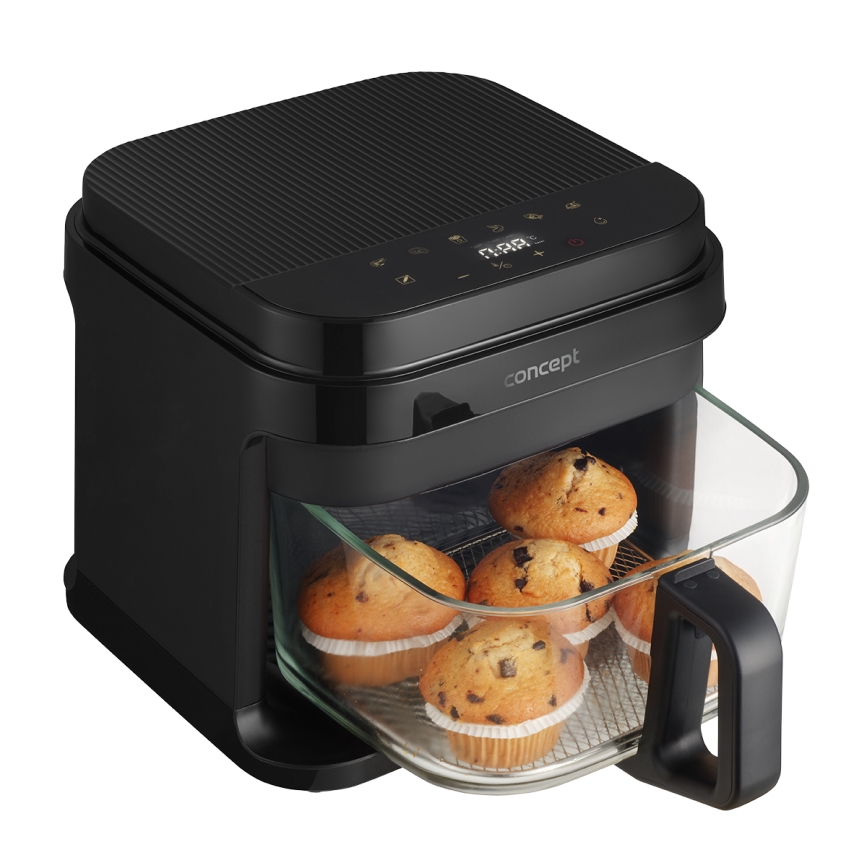 Concept FR5500 - Freidora de aire caliente GLASS & FAST 5,5 l 1200W/230V negro