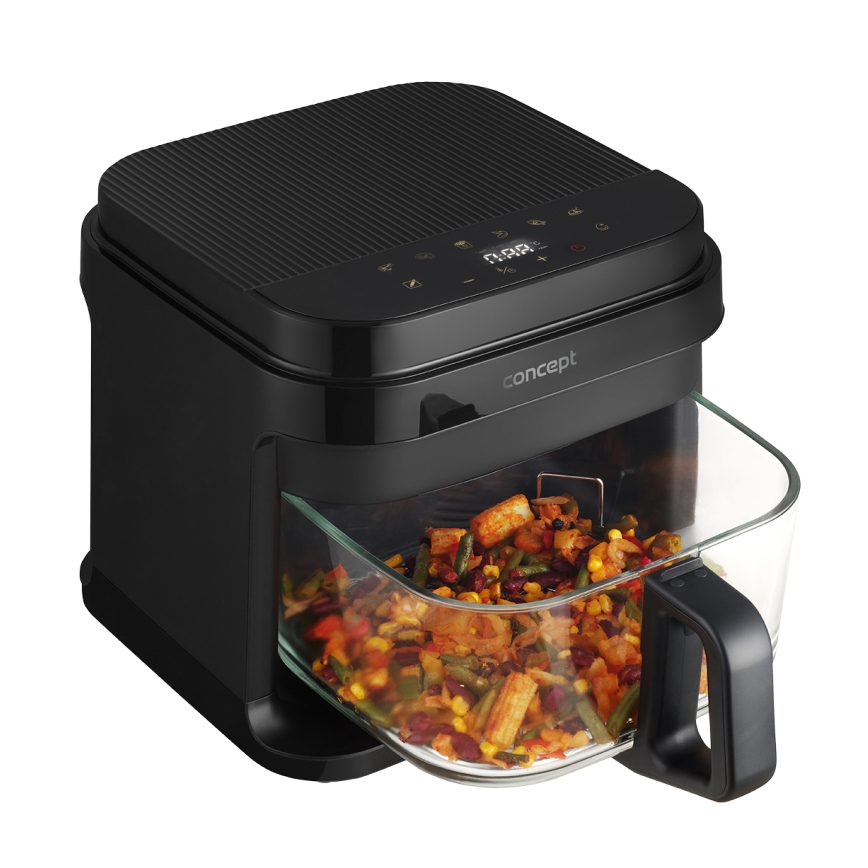 Concept FR5500 - Freidora de aire caliente GLASS & FAST 5,5 l 1200W/230V negro