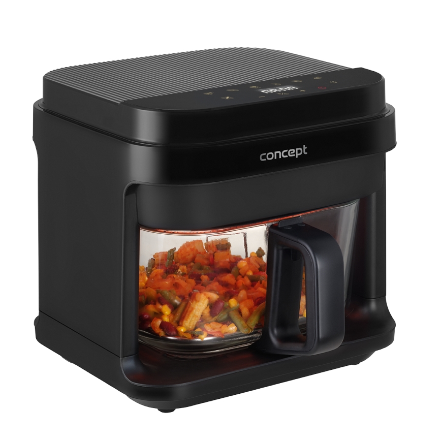Concept FR5500 - Freidora de aire caliente GLASS & FAST 5,5 l 1200W/230V negro