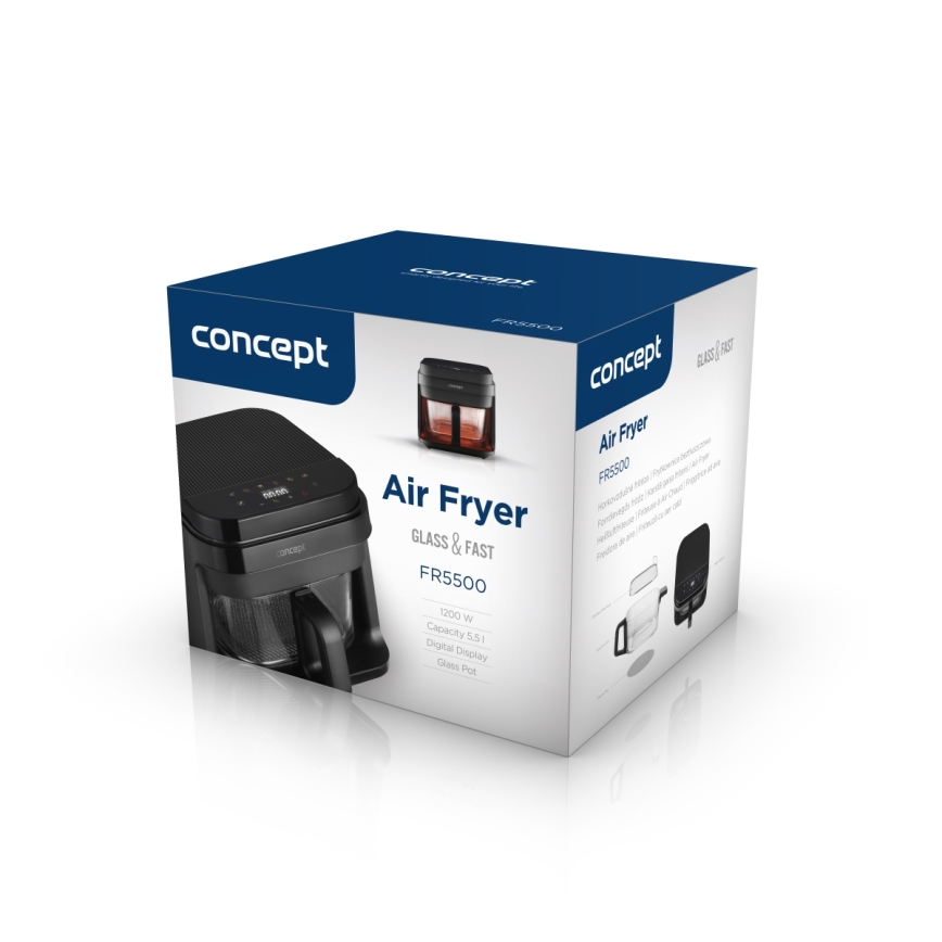 Concept FR5500 - Freidora de aire caliente GLASS & FAST 5,5 l 1200W/230V negro