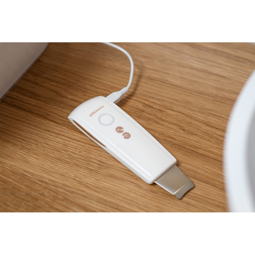 Concept PO2030 - Espátula ultrasónica cosmética PERFECT SKIN 2,5W/5V USB 600 mAh blanco