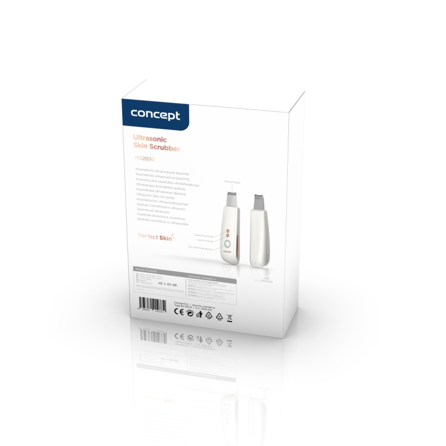 Concept PO2030 - Espátula ultrasónica cosmética PERFECT SKIN 2,5W/5V USB 600 mAh blanco