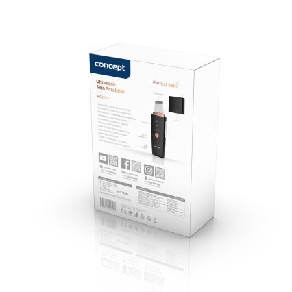 Concept PO2060 - Espátula ultrasónica cosmética PERFECT SKIN 3,5W/5V USB 500 mAh IPX6 negro