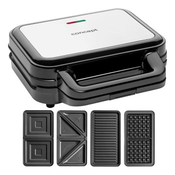 Concept SV3070 - Sandwichera XXL 4en1 900W/230V negro/acero inoxidable