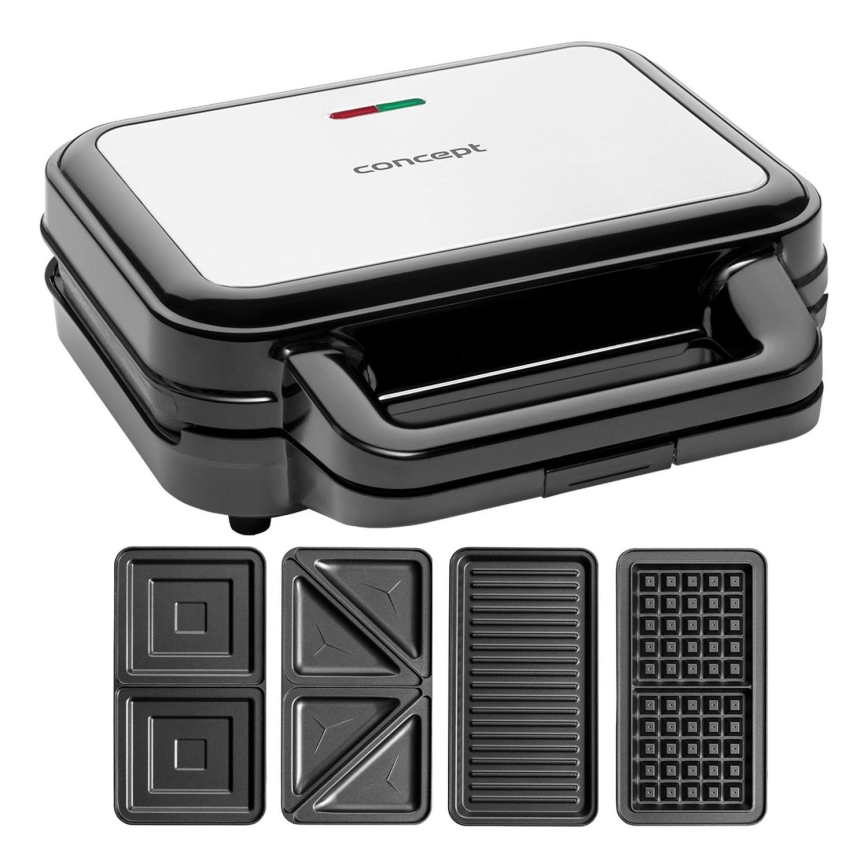 Concept SV3070 - Sandwichera XXL 4en1 900W/230V negro/acero inoxidable