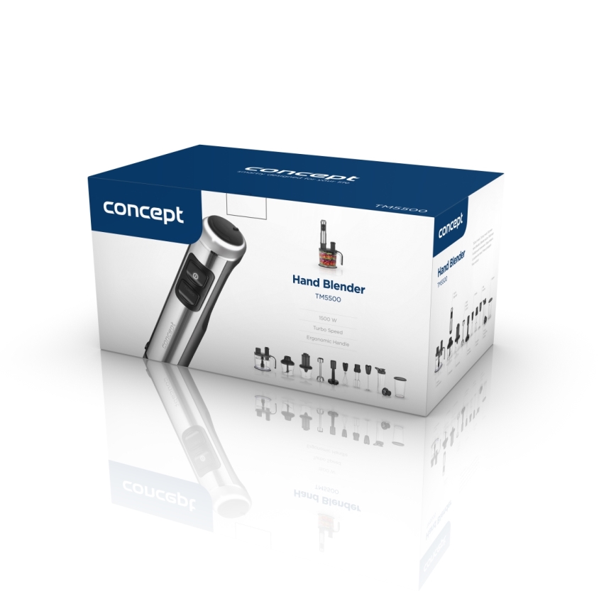 Concept TM5500 - Batidora de mano con accesorios 1500W/230V negro/acero inoxidable