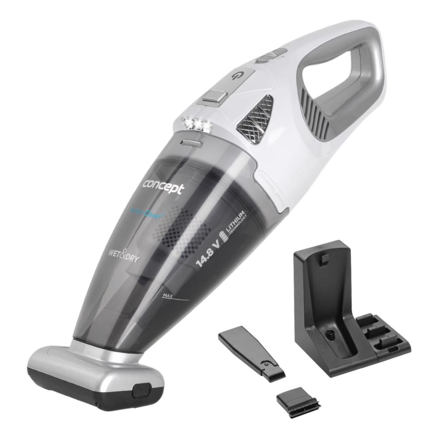 Concept VP4370 - Aspiradora de mano WET & DRY PERFECT CLEAN 90W/14,8V 2200 mAh blanco