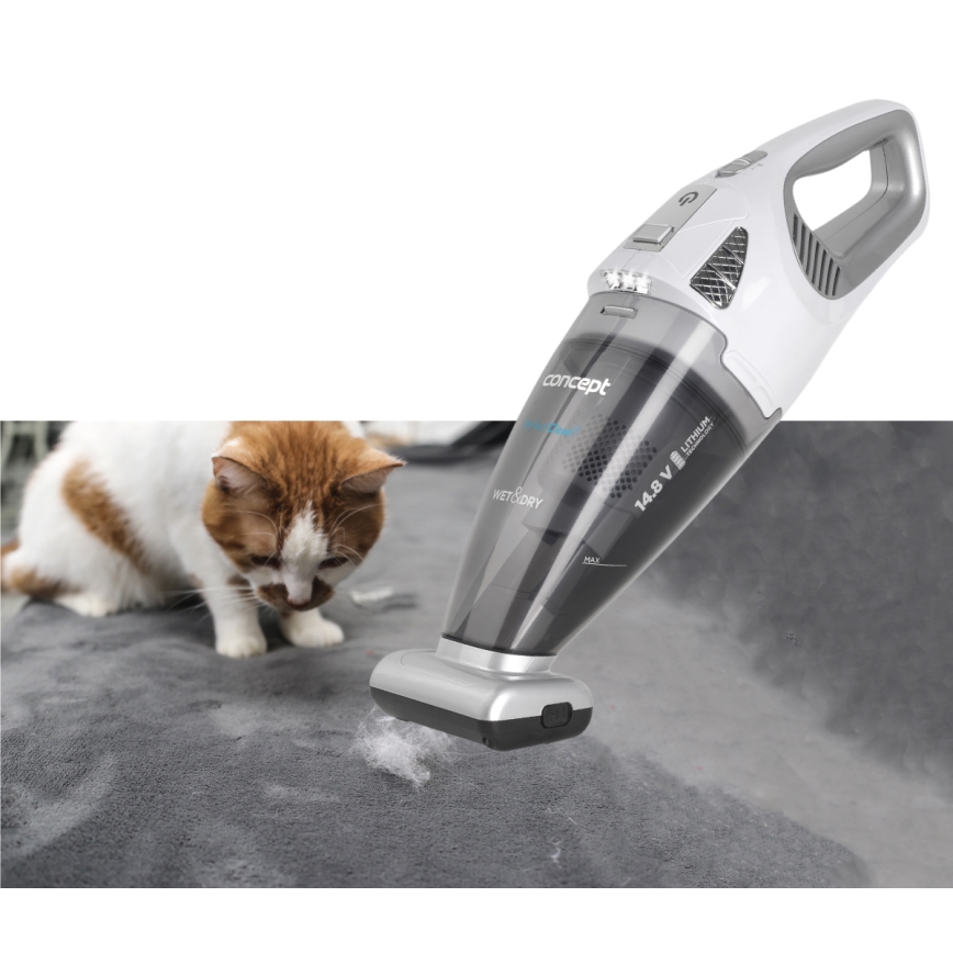 Concept VP4370 - Aspiradora de mano WET & DRY PERFECT CLEAN 90W/14,8V 2200 mAh blanco