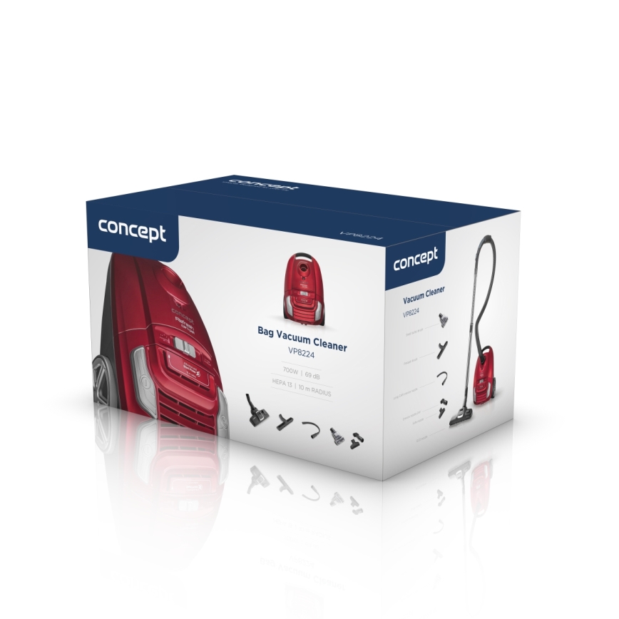 Concept VP8224 - Aspiradora con bolsa REFRESH CAR&PET 3,5 l 700W/230V rojo