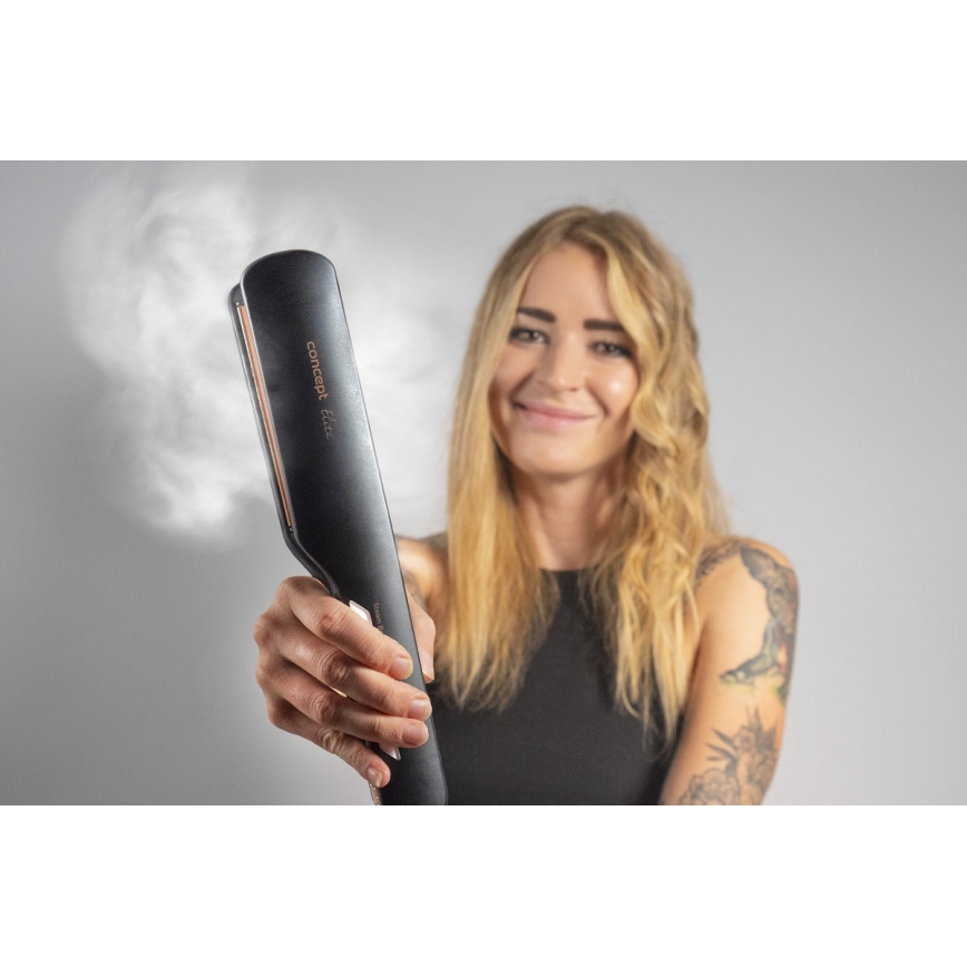 Concept VZ6010 - Plancha de pelo a vapor con pantalla LED ELITE STEAM BOOST 54W/230V negro