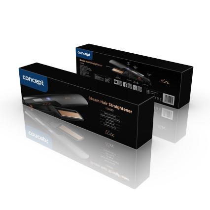 Concept VZ6010 - Plancha de pelo a vapor con pantalla LED ELITE STEAM BOOST 54W/230V negro