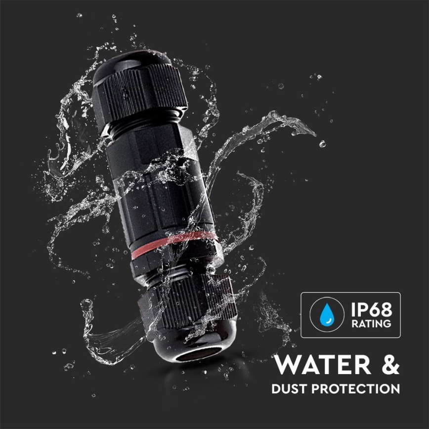 Conector impermeable IP68 negro