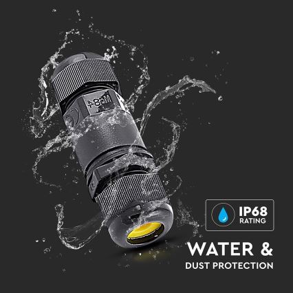 Conector impermeable IP68 negro