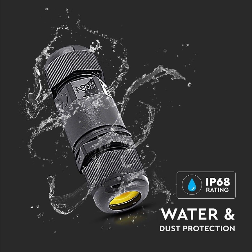 Conector impermeable IP68 negro