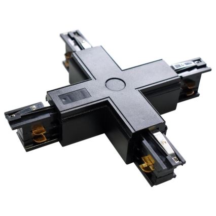 Conector para lámparas en sistema de rieles trifásico TRACK tipo negro +