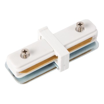Conector para luces en sistema de rieles monofásico recto blanco